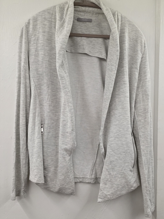 Tart Tops - 🍁Tart Heather Gray Open Front Cardigan Small Draped Zip Pocket Lightweight